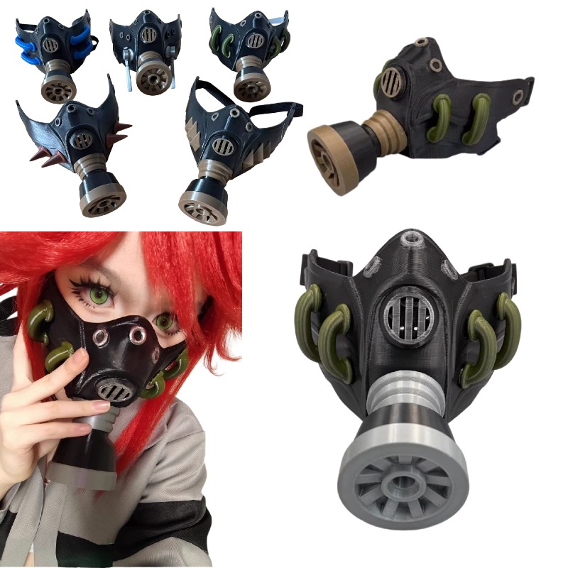 Anime Cosplay Mask - Masque à gaz noir imprimé en